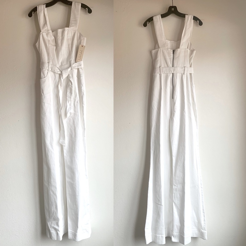 Alice + Olivia White Denim Jumpsuit Size 8 White Stretch Denim Jumpsuit Size 29 - Picture 7 of 15